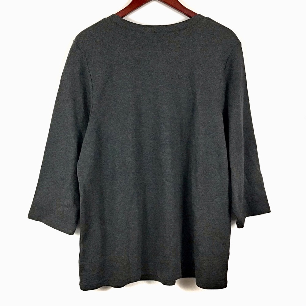 Karen Scott Macy's Plus 3/4 Sleeve Side Button Tee - Picture 3 of 3